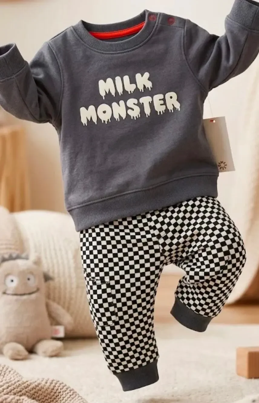 Cat & Jack Halloween Milk Monster French Terry Sweatshirt & Jogger Pants